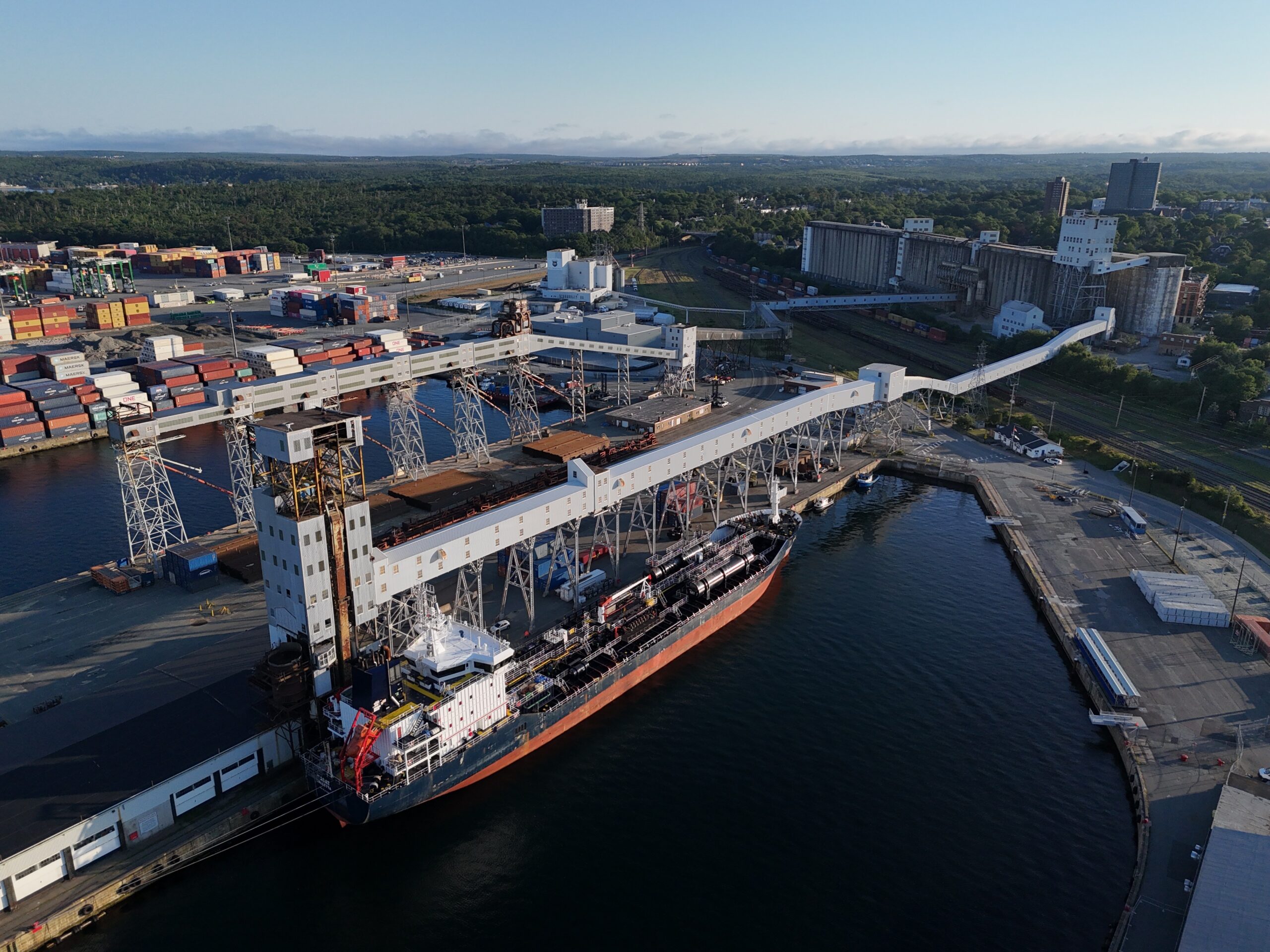 Bulk carrier loading grain at the Halifax Grain Elevator